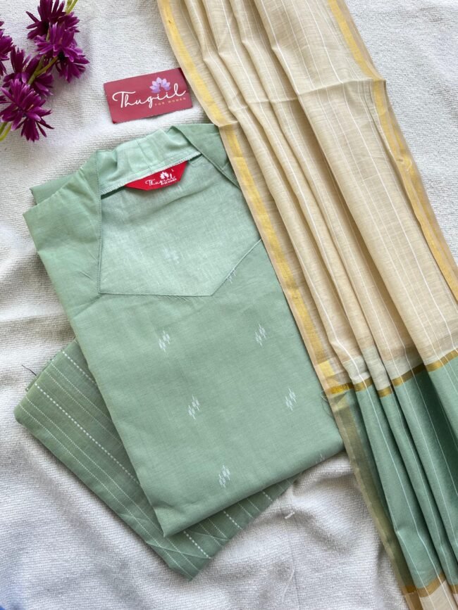 TKS045 Mint blue silk kurta set