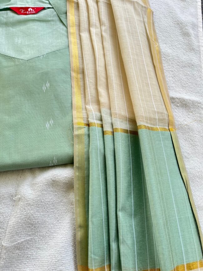 TKS045 Mint blue silk kurta set - Image 2