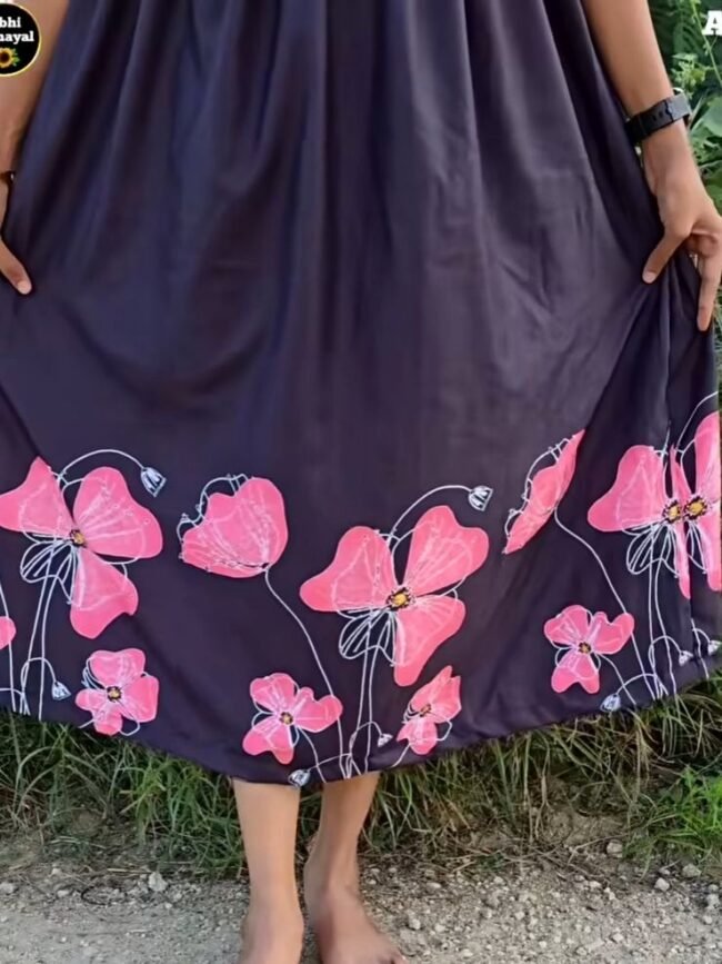 TD010 Black floral dress - Image 3