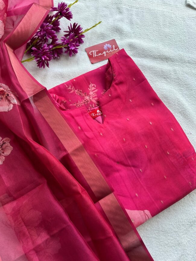 TKS047 Pink Organza Kurta Set - Image 2