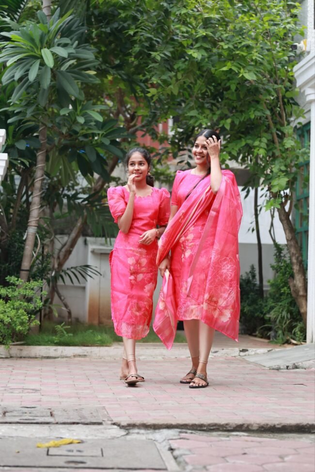 TKS048 Pink Organza kurta set