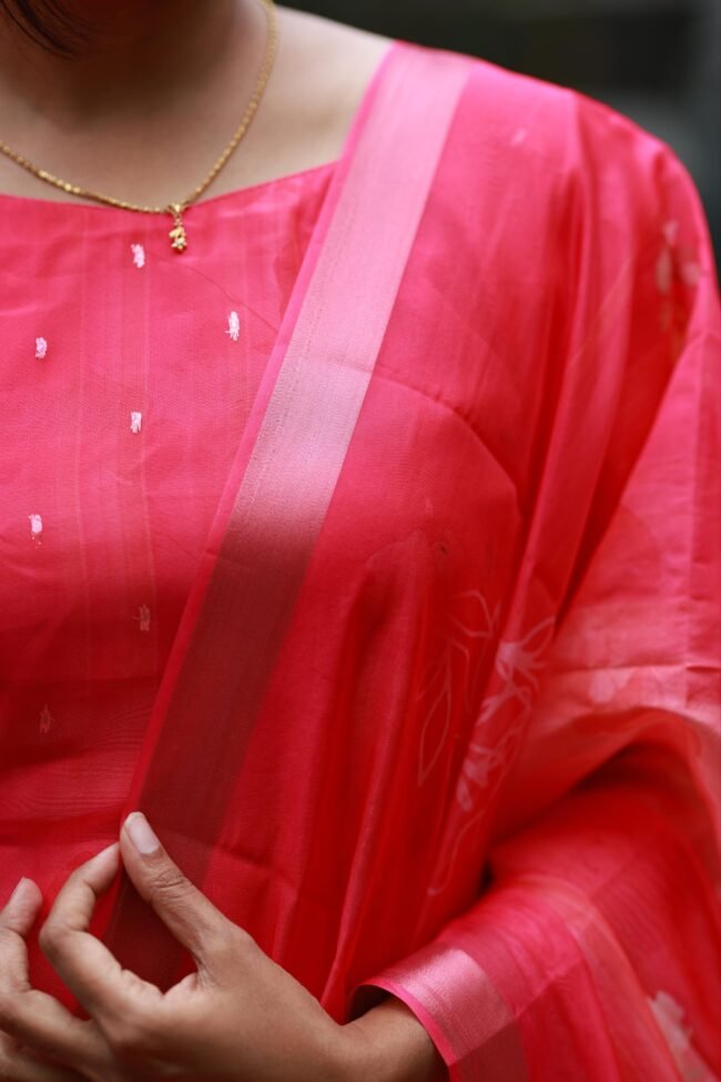 TKS048 Pink Organza kurta set - Image 3