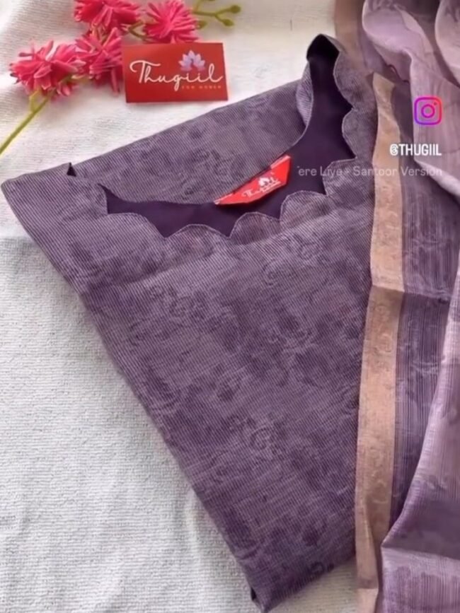 Violet tissue silk kurta set - Image 2