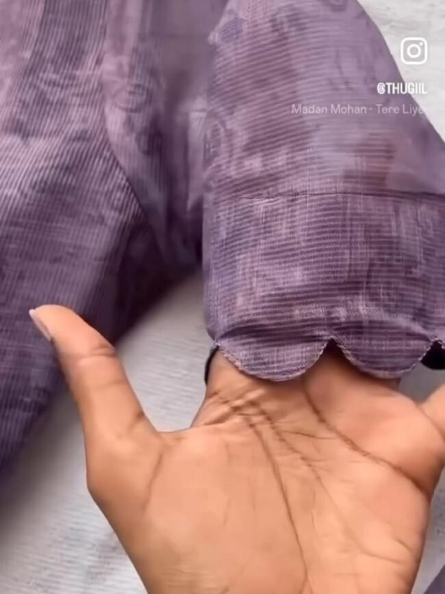 Violet tissue silk kurta set - Image 3