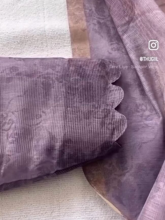 Violet tissue silk kurta set - Image 4