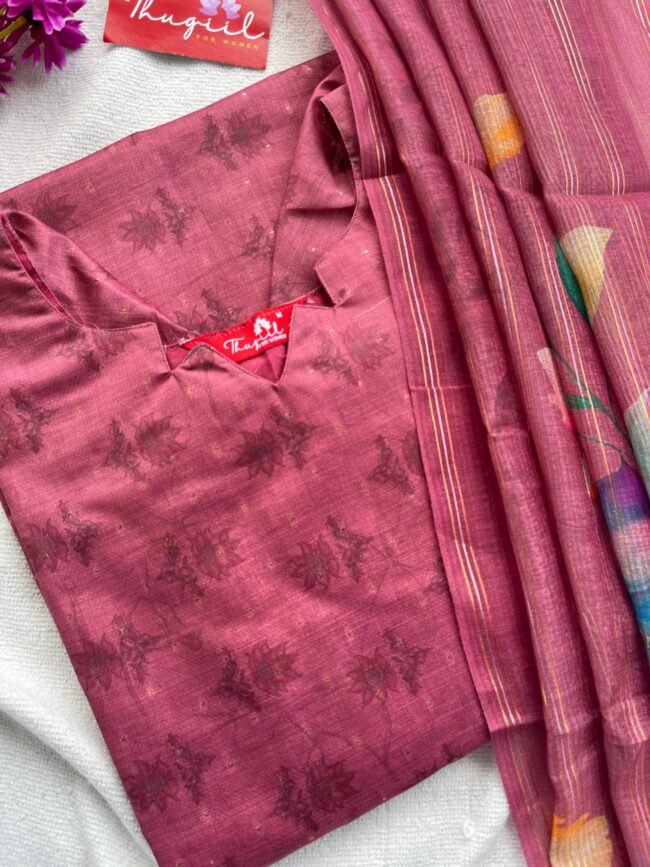 TKS056 Maroon Chanderi Kurta Set - Image 2