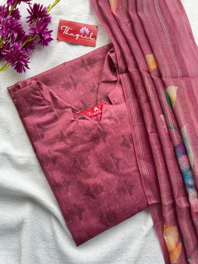 TKS056 Maroon Chanderi Kurta Set