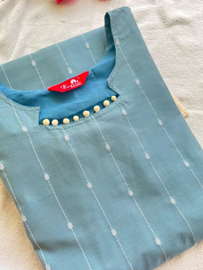 TKS062 Water blue butter silk kurta set - Image 3