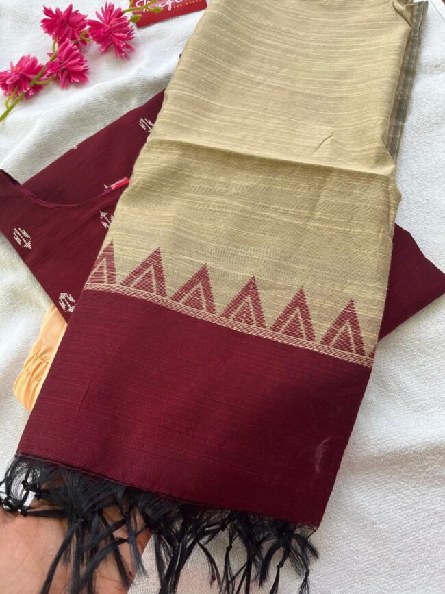 TKS064 Brown raw silk kurta set - Image 4