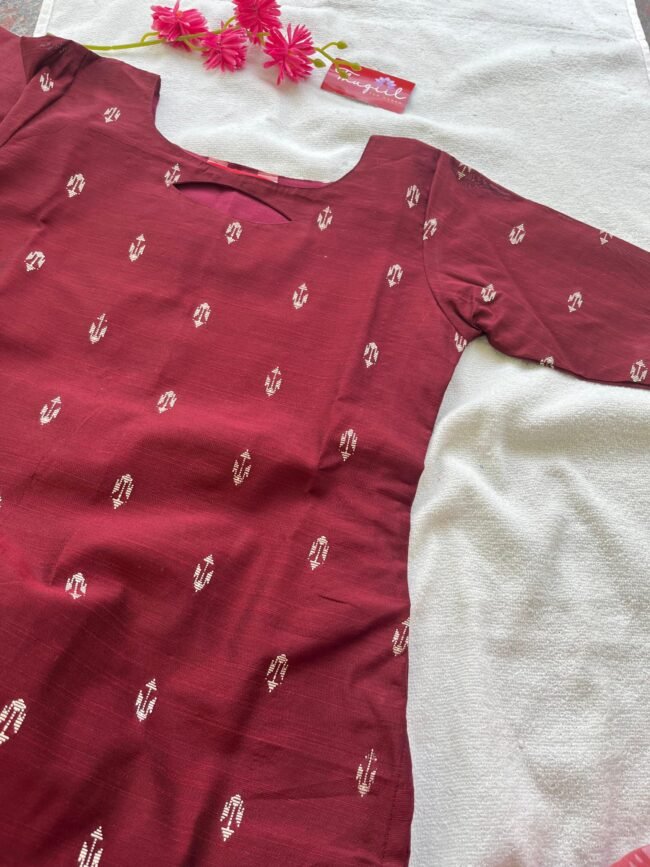 TKS064 Brown raw silk kurta set - Image 5