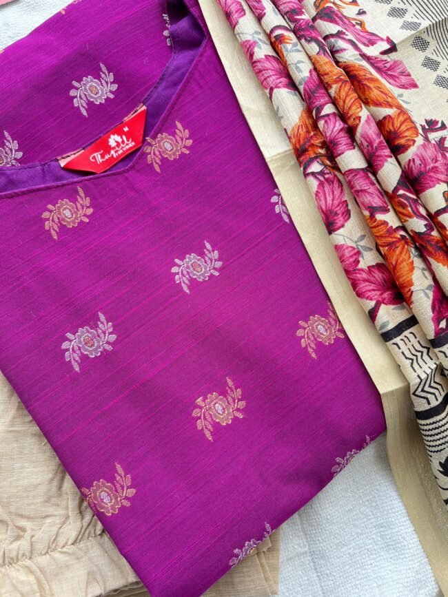 TKS065 Purple Raw Silk Kurta Set - Image 2