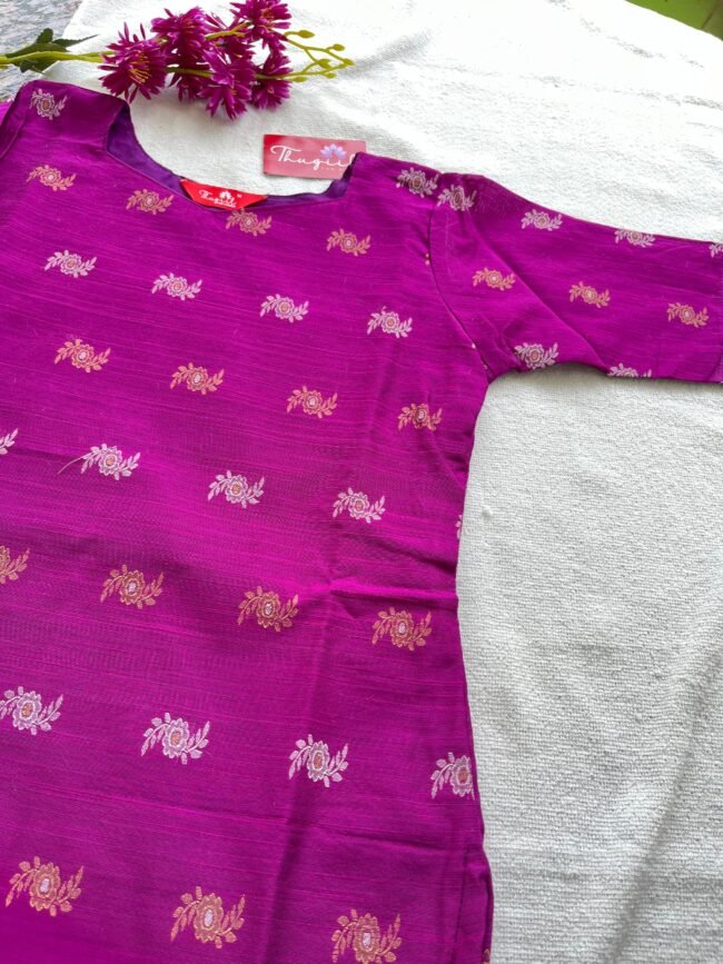 TKS065 Purple Raw Silk Kurta Set - Image 3