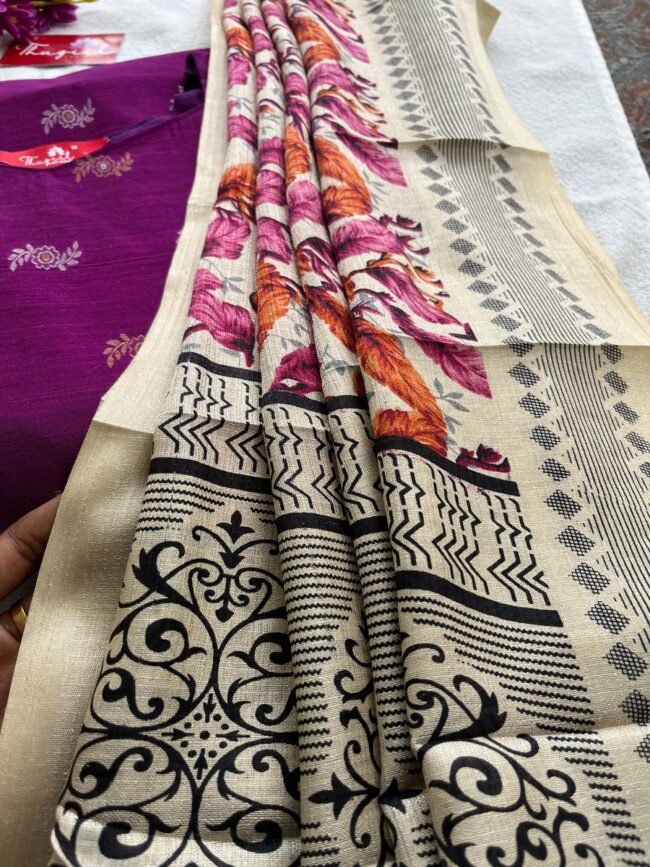 TKS065 Purple Raw Silk Kurta Set - Image 4