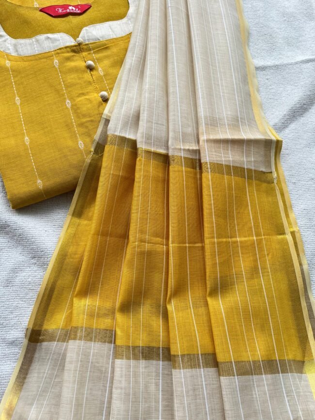 TKS069 Yellow Butter Silk Kurta Set - Image 5