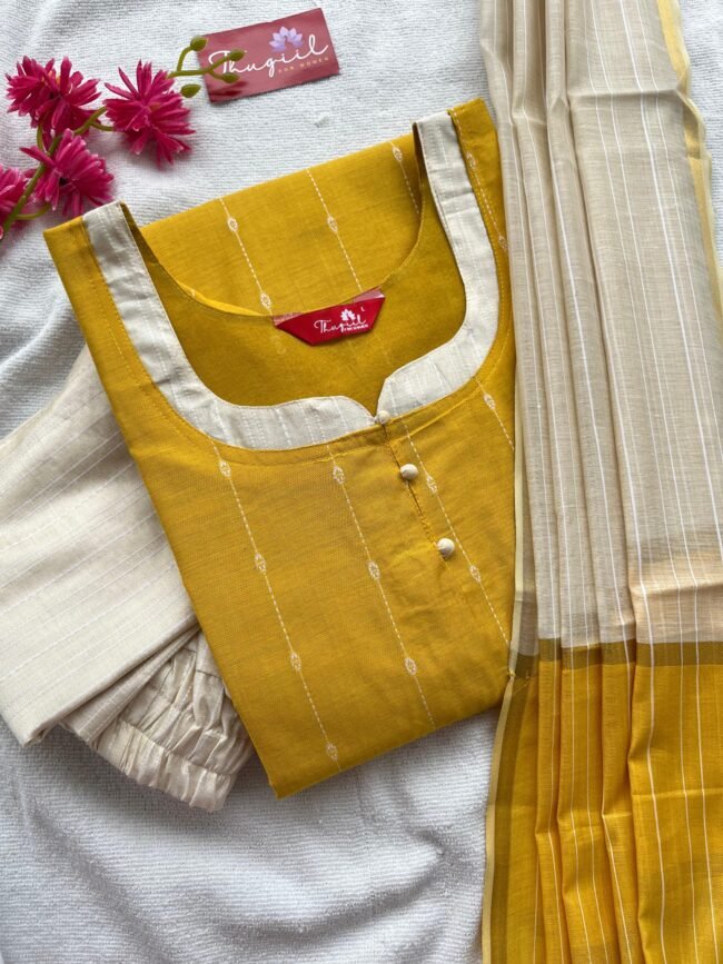 TKS069 Yellow Butter Silk Kurta Set