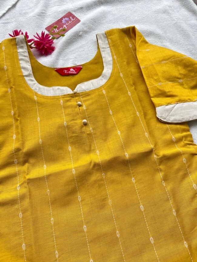 TKS069 Yellow Butter Silk Kurta Set - Image 3