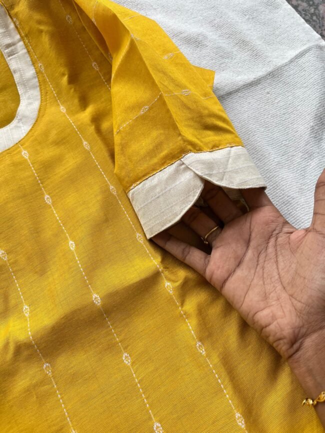 TKS069 Yellow Butter Silk Kurta Set - Image 4