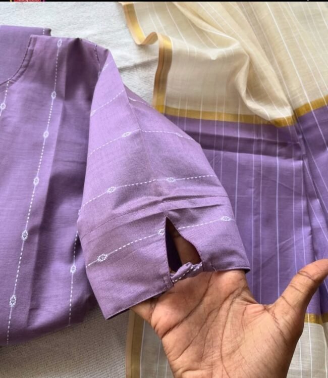 TKS071 Lavender butter silk kurta set - Image 3