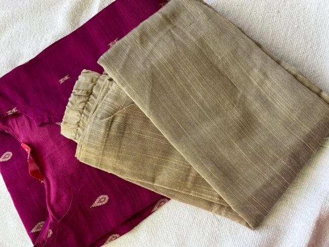 TKS075 Pink Raw Silk Kurta Set - Image 4
