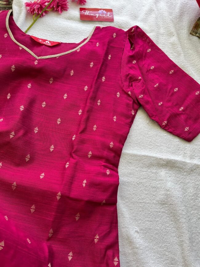 TKS075 Pink Raw Silk Kurta Set - Image 5