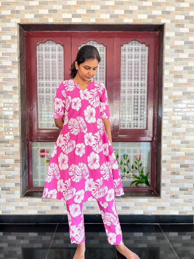 TCD013 Pink Cotton A line Co Ord