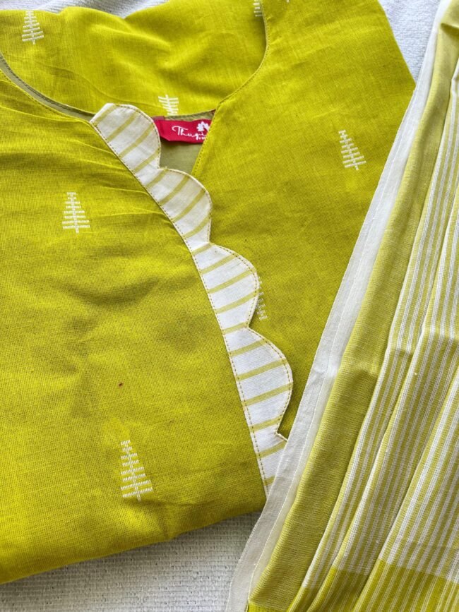 TKS076 Lemon Cotton Kurta Set - Image 2