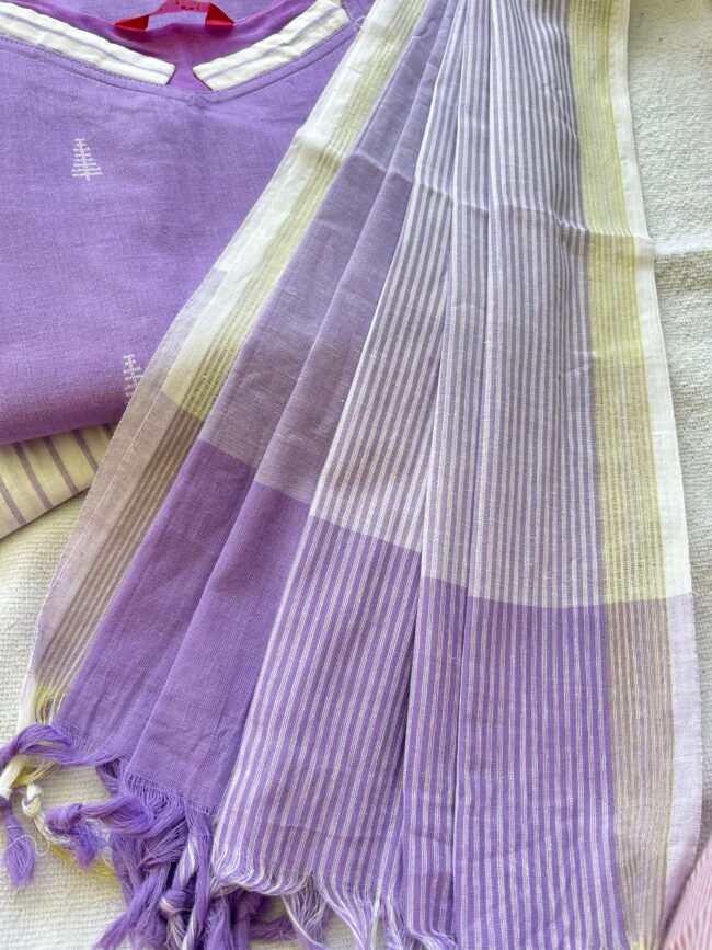 TKS080 Lavender Cotton Kurta Set - Image 5