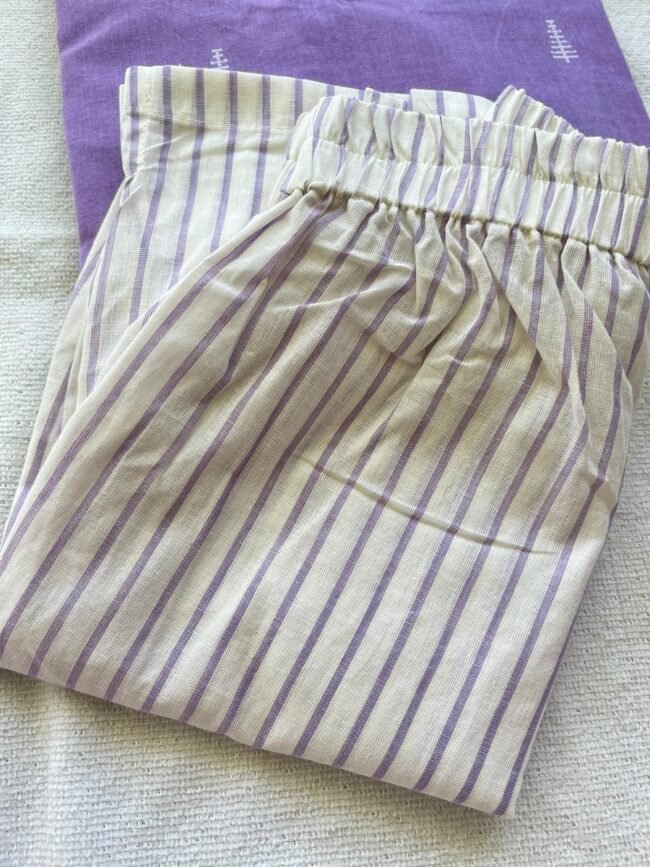 TKS080 Lavender Cotton Kurta Set - Image 4