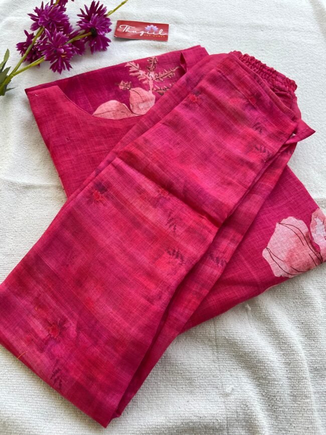 TKS078 Pink Linen Kurta Set (PRE ORDER) - Image 5
