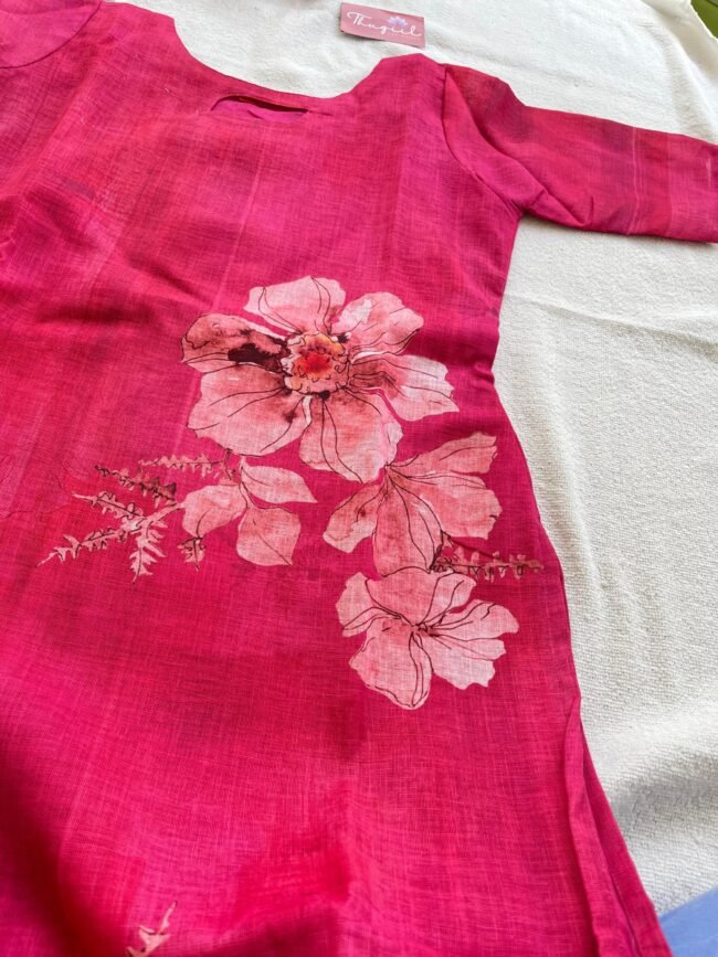 TKS078 Pink Linen Kurta Set (PRE ORDER) - Image 2