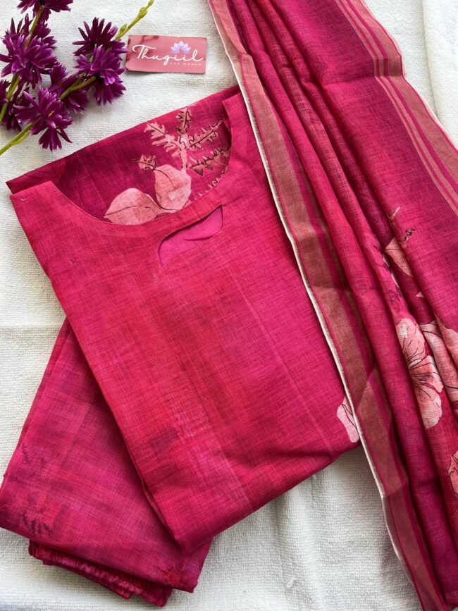 TKS078 Pink Linen Kurta Set (PRE ORDER)