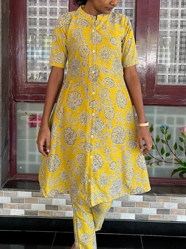 TCD014 Mustard Yellow Cotton Co Ord - Image 2