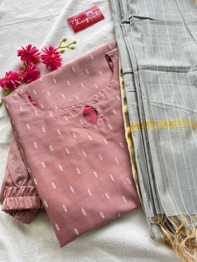 TKS082 Mauve Butter Silk Kurta Set