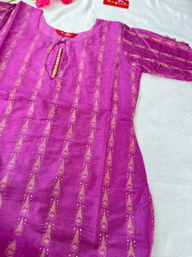 TKS084 Pink Katan Silk Kurta Set - Image 5