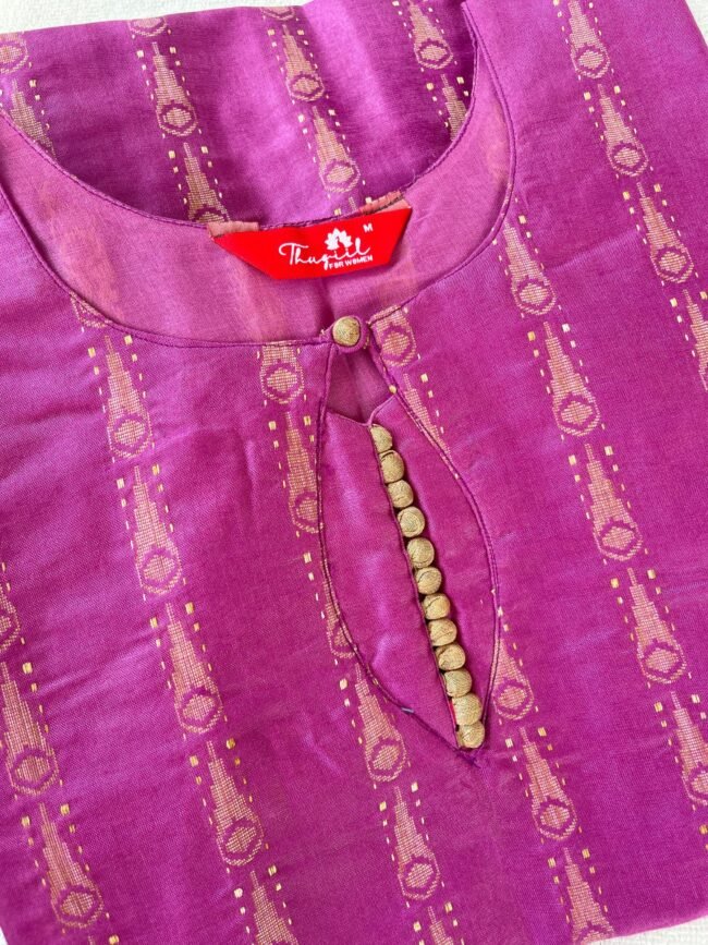 TKS084 Pink Katan Silk Kurta Set - Image 3