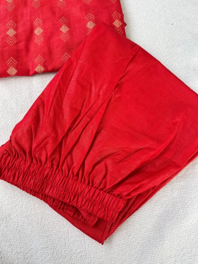 TKS085 Red Katan Silk Kurta Set - Image 6