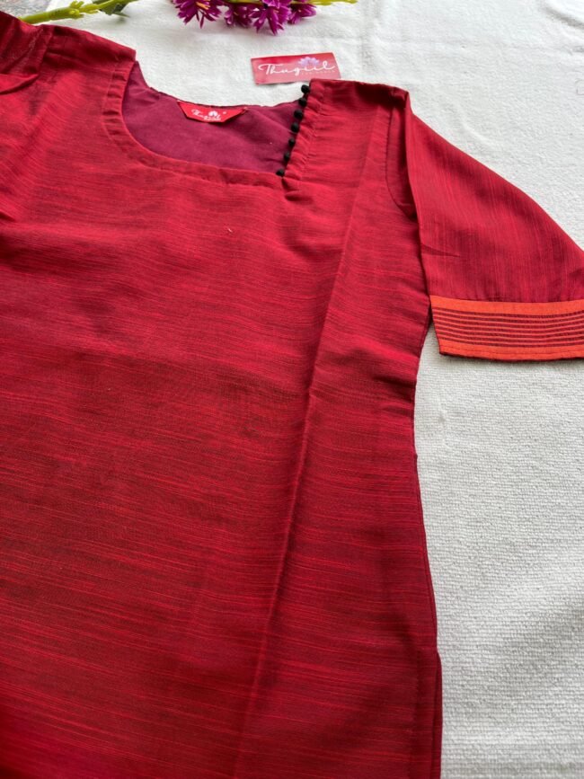 TKS092 Maroon Silk Kurta Set - Image 5