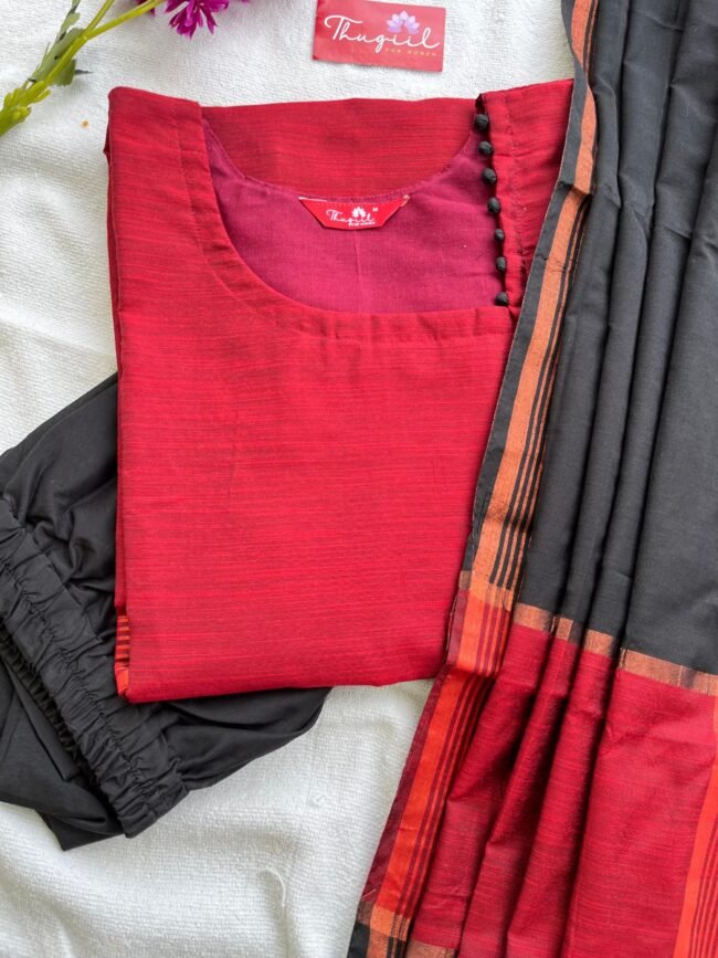 TKS092 Maroon Silk Kurta Set - Image 2