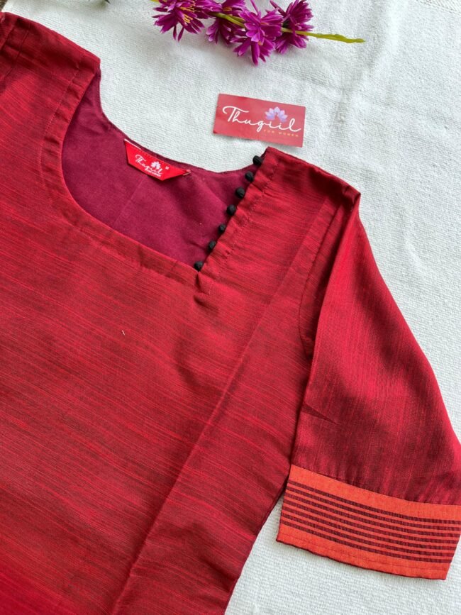 TKS092 Maroon Silk Kurta Set - Image 4